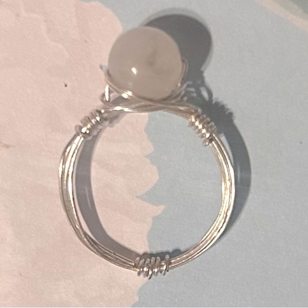 Moonstone Silver Wire-Wrapped Ring - image 1
